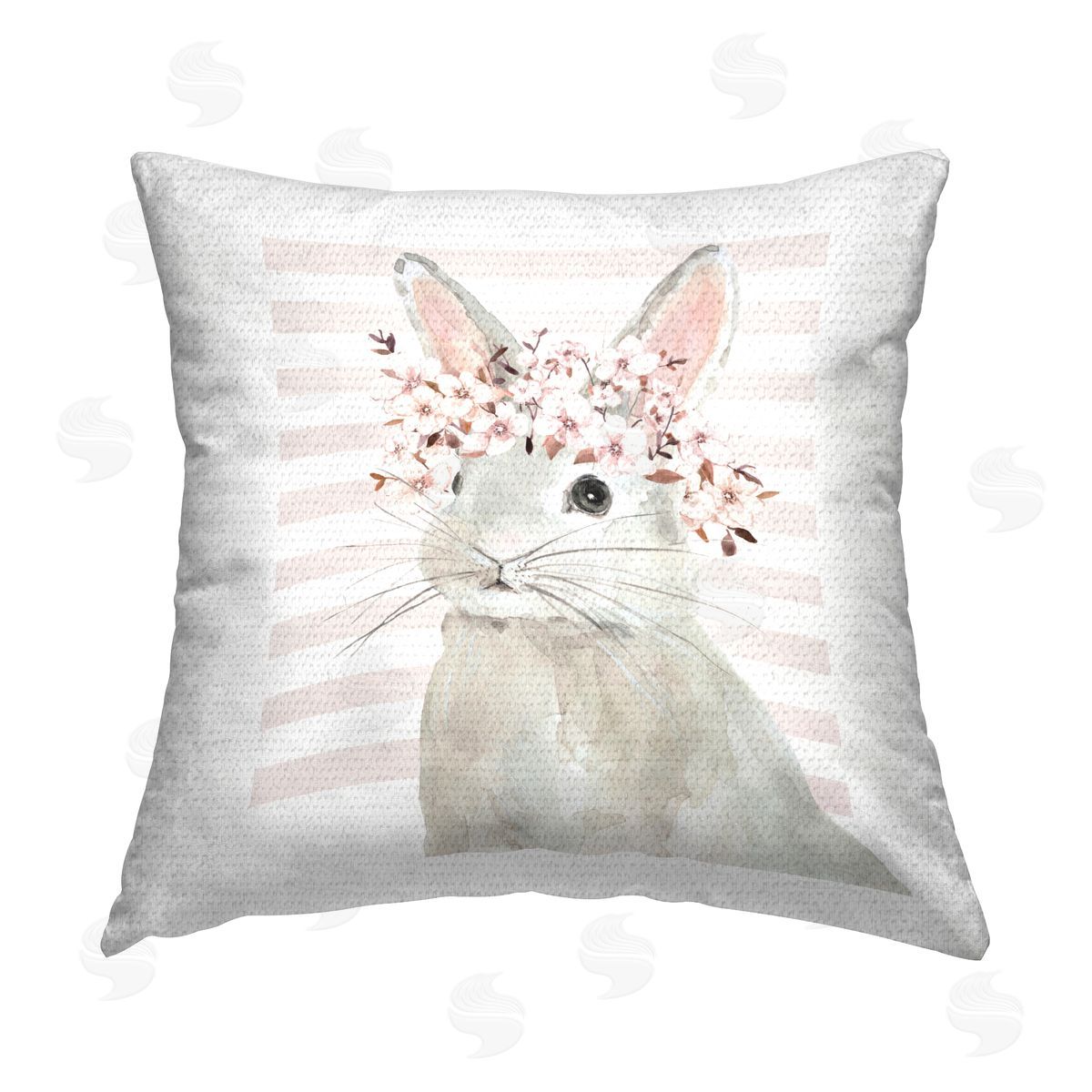 Jessie Perry Cherry Blossom Bunny Outdoor Quick-Dry Polyester Printed Throw Pillow