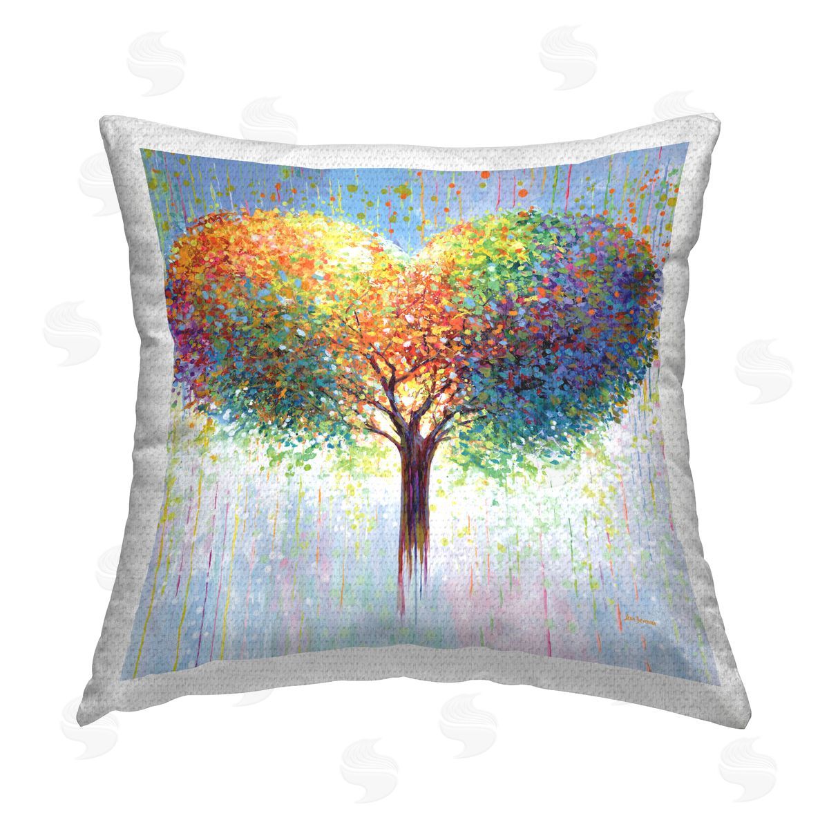 Leon Devenice Bold Hued Heart Tree Outdoor Quick-Dry Polyester Printed Throw Pillow