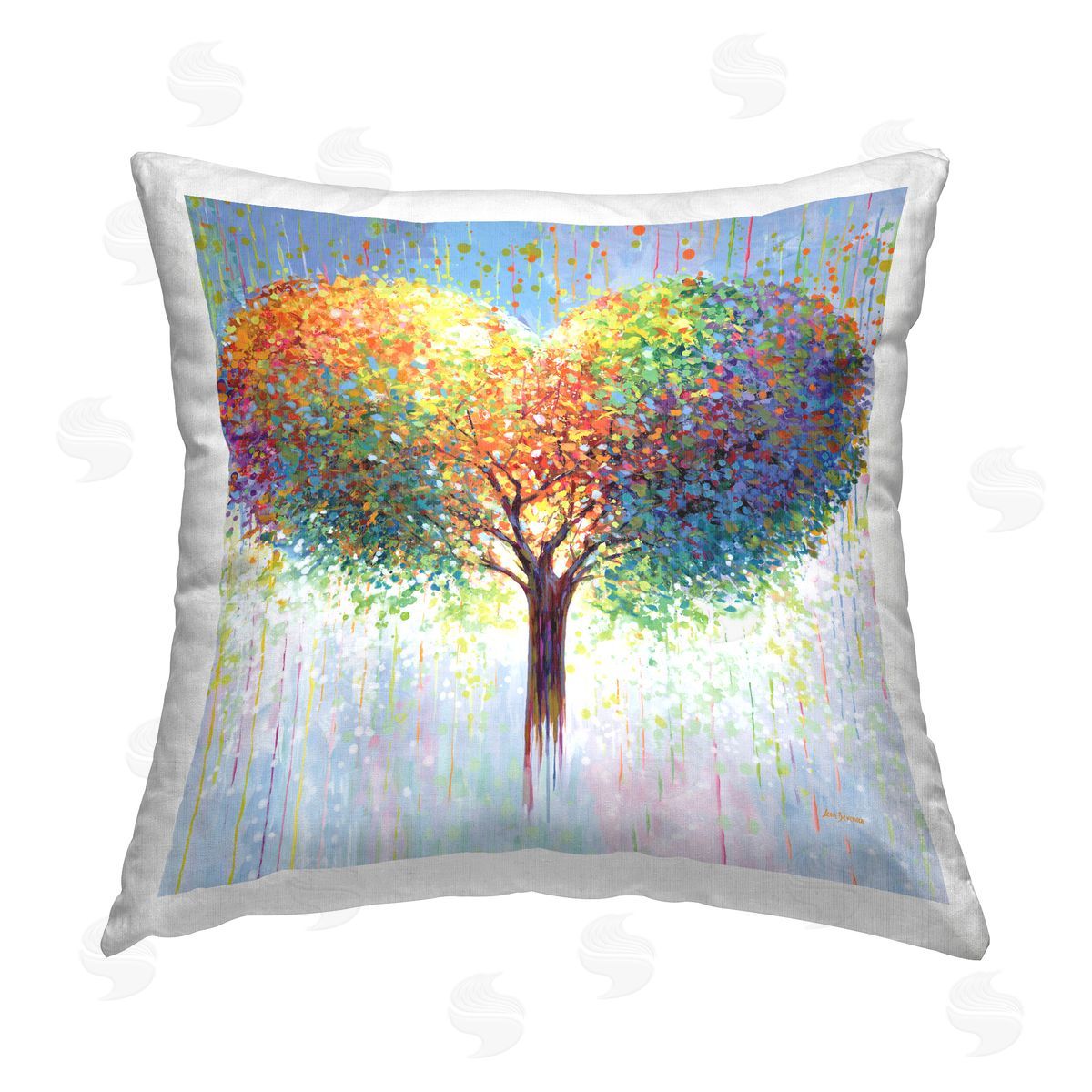 Leon Devenice Bold Hued Heart Tree Printed Plush Polyester Throw Pillow