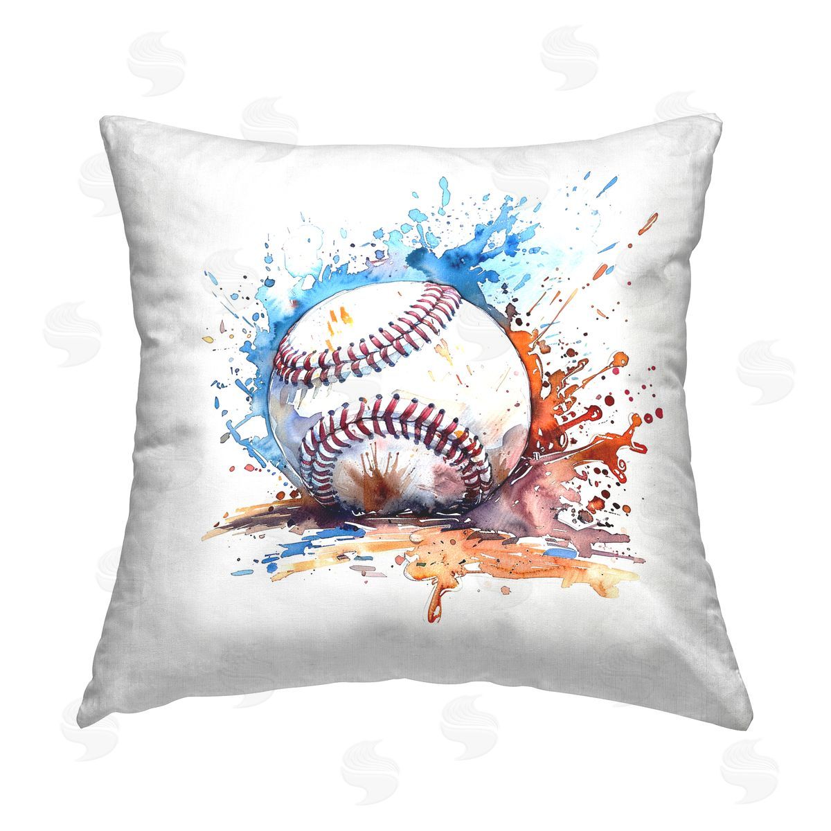 LSR Design Studio Baseball Chromatic Splash Printed Plush Polyester Throw Pillow