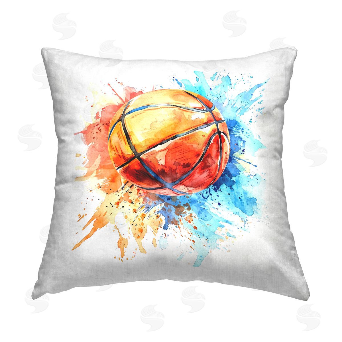 LSR Design Studio Basketball Chromatic Splash Printed Plush Polyester Throw Pillow