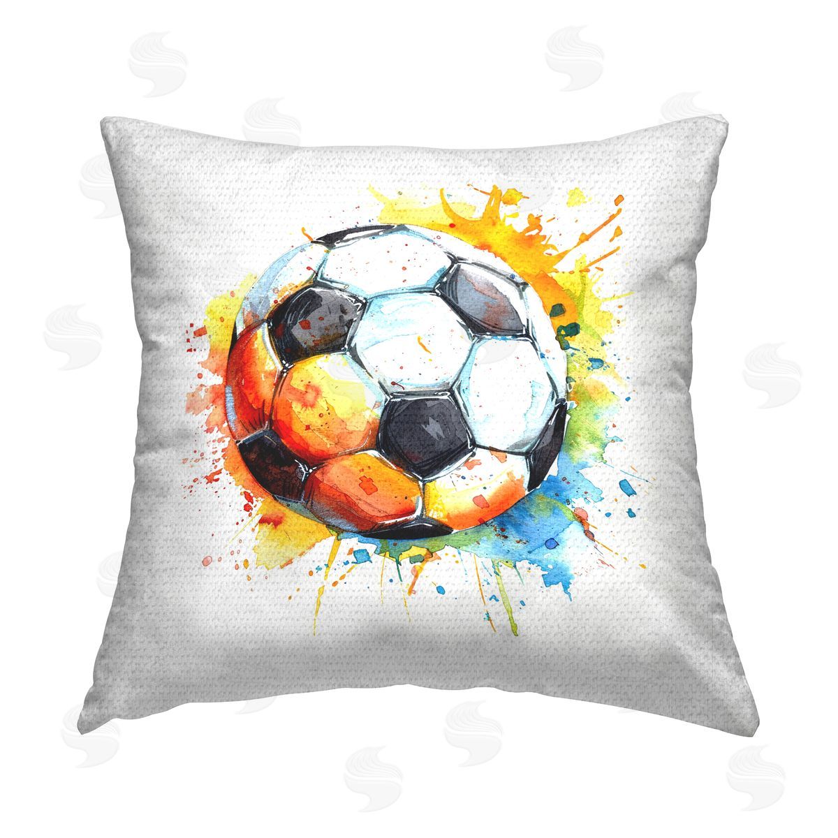 LSR Design Studio Soccer Ball Bright Splash Outdoor Quick-Dry Polyester Printed Throw Pillow