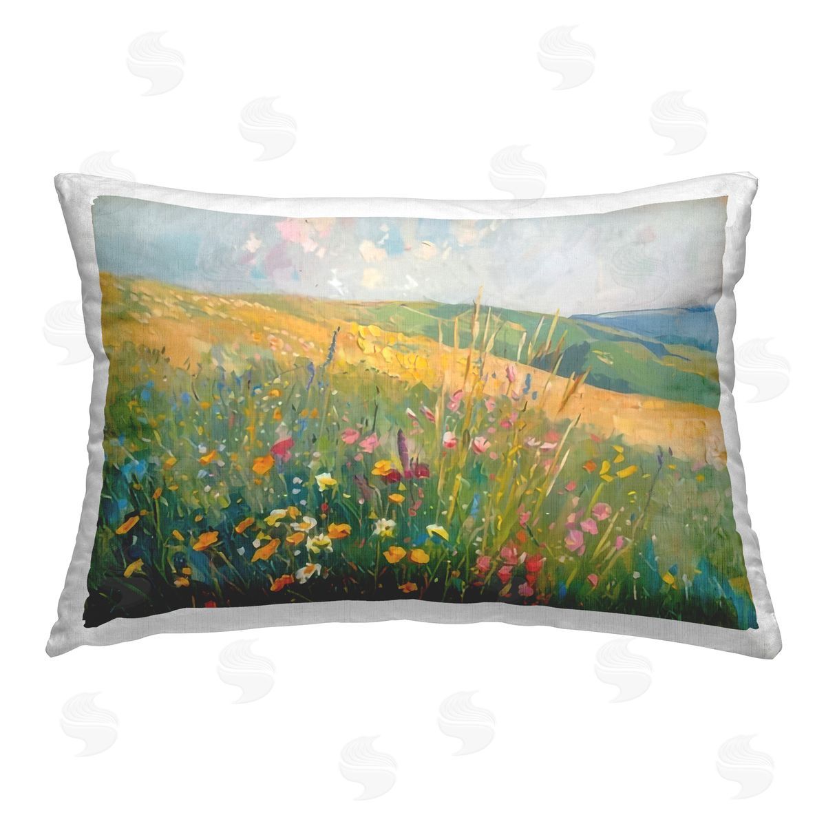 LSR Design Studio Pink Wildflower View Printed Plush Polyester Throw Pillow