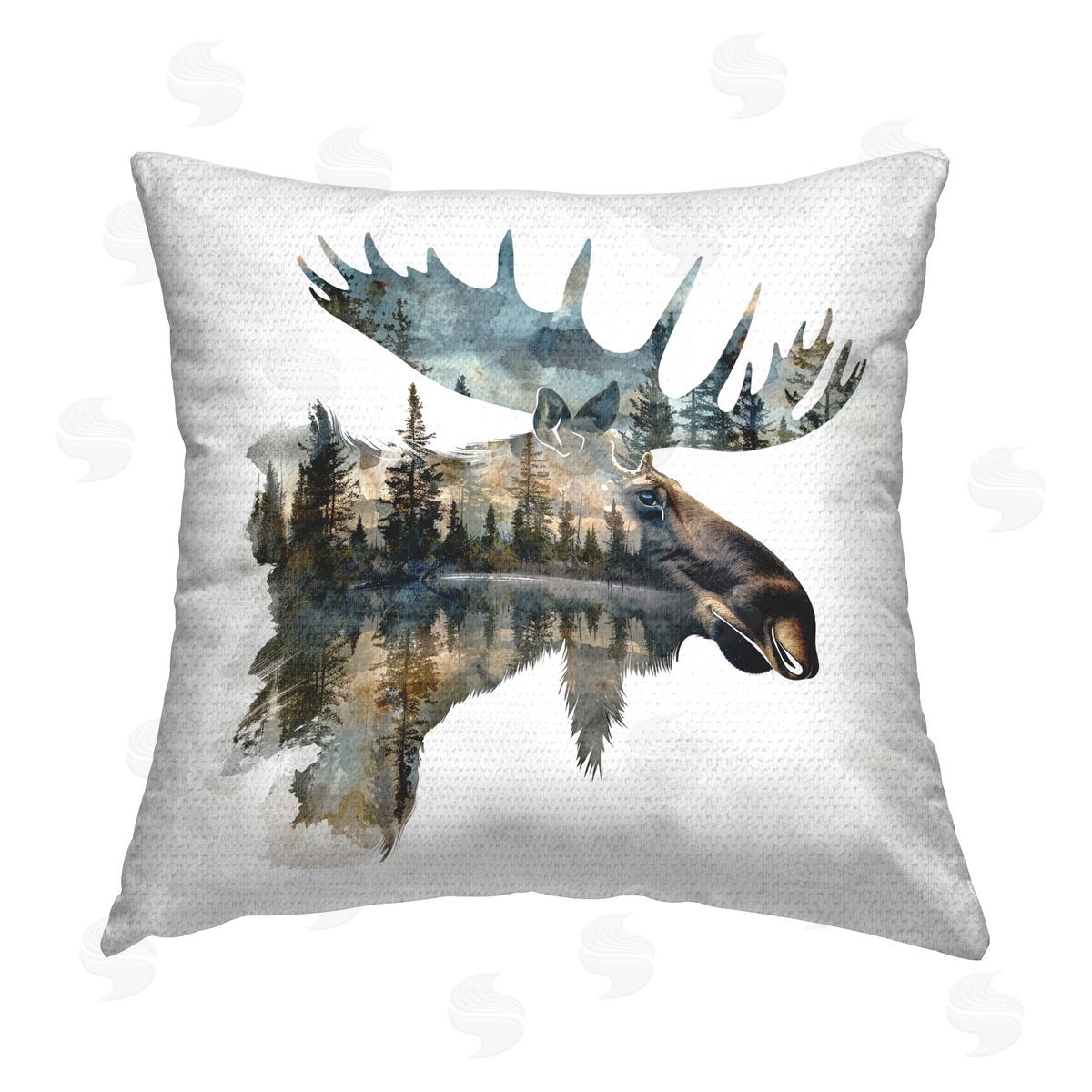 LSR Design Studio Moose Head Silhouette Outdoor Quick-Dry Polyester Printed Throw Pillow