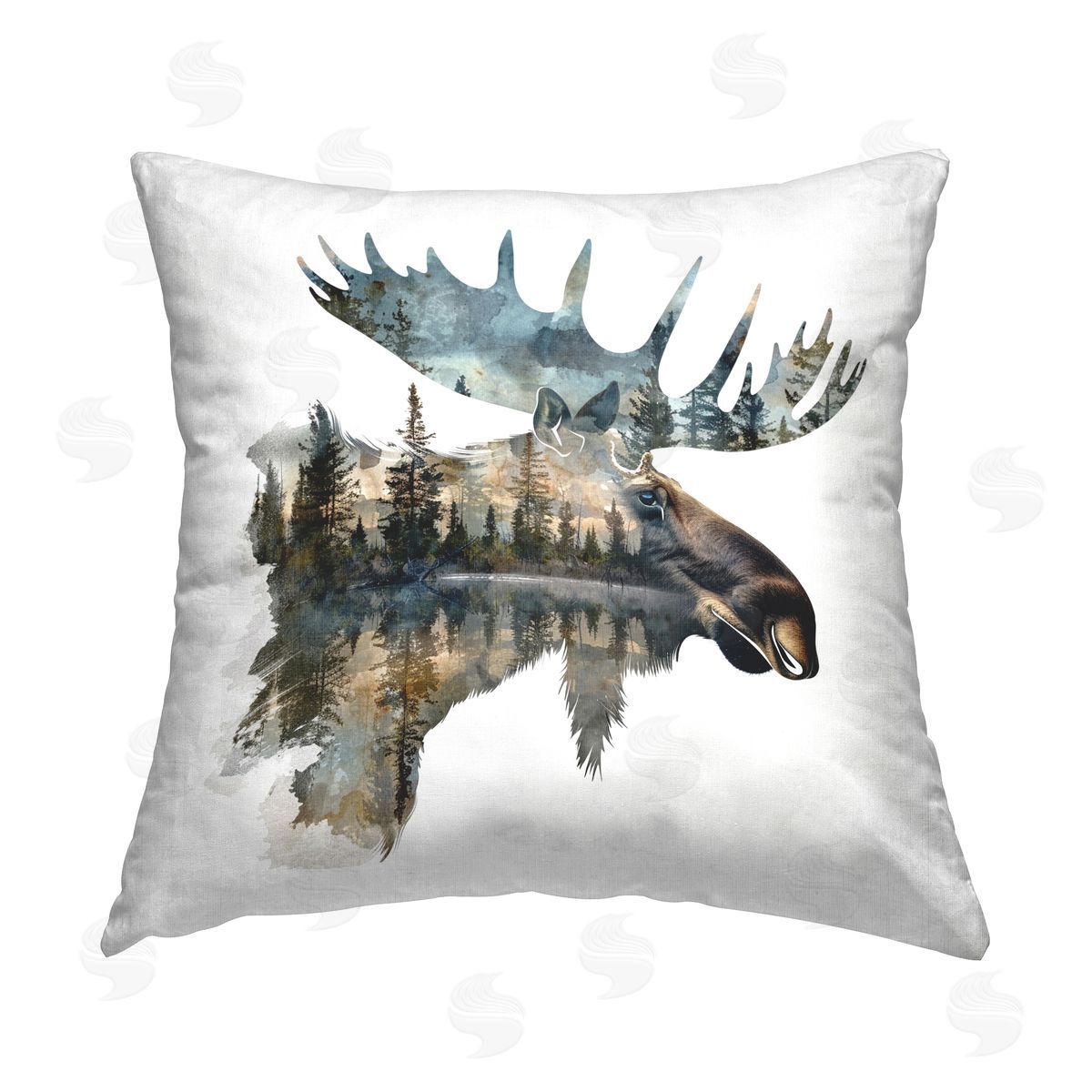 LSR Design Studio Moose Head Silhouette Printed Plush Polyester Throw Pillow