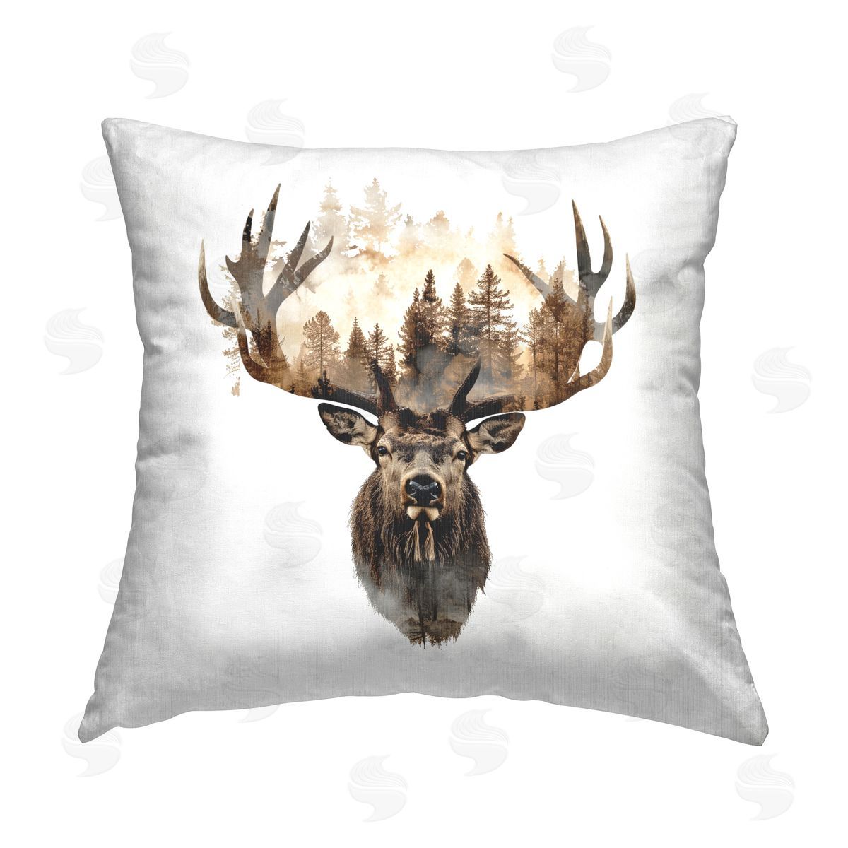 LSR Design Studio Deer Forest Silhouette Printed Plush Polyester Throw Pillow