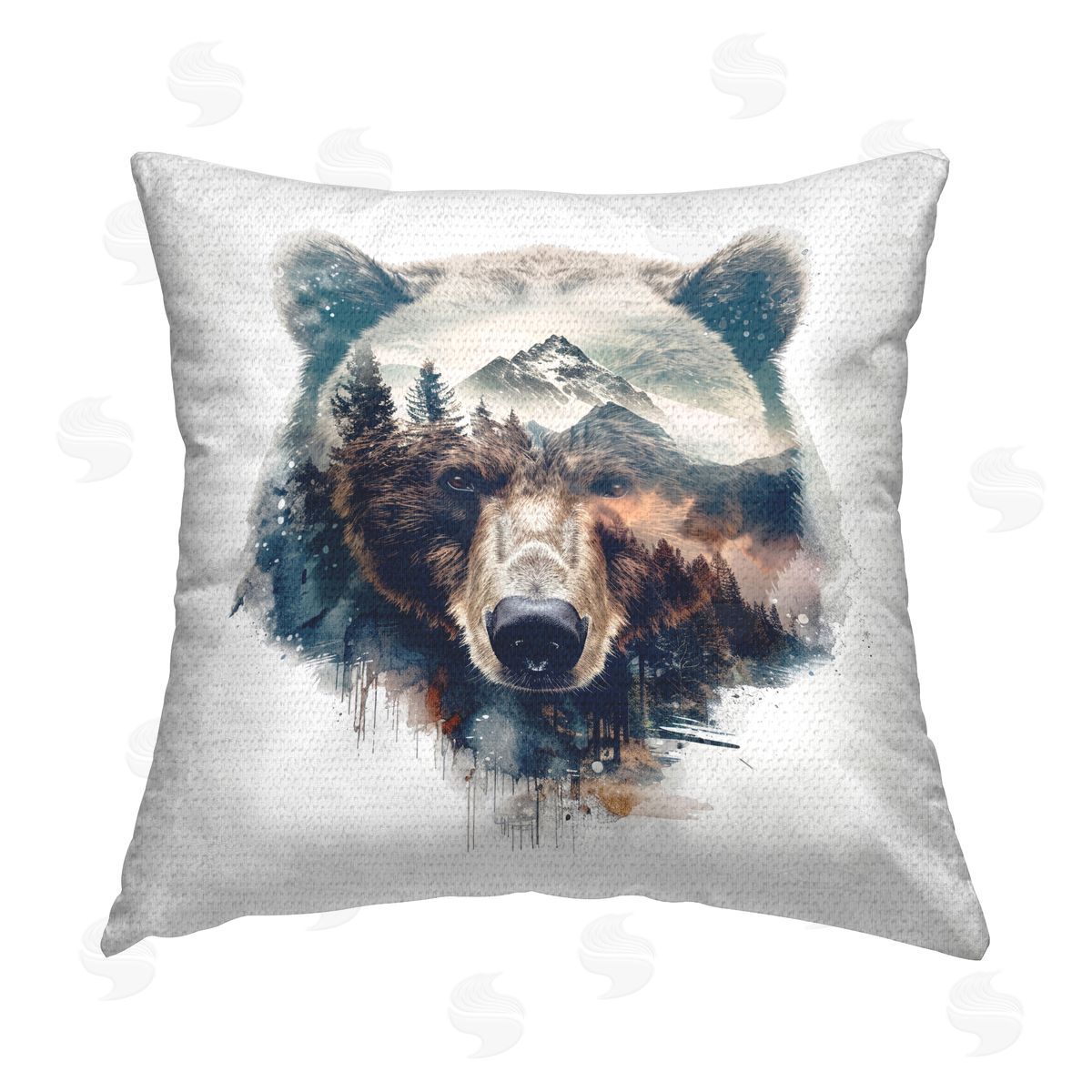 LSR Design Studio Bear Head Silhouette Outdoor Quick-Dry Polyester Printed Throw Pillow