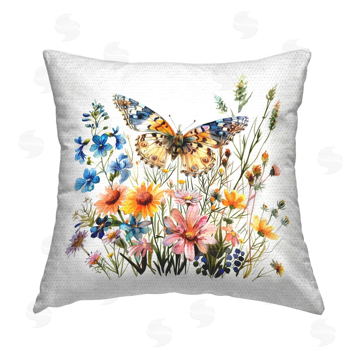 LSR Design Studio Spring Butterfly Garden Outdoor Quick-Dry Polyester Printed Throw Pillow