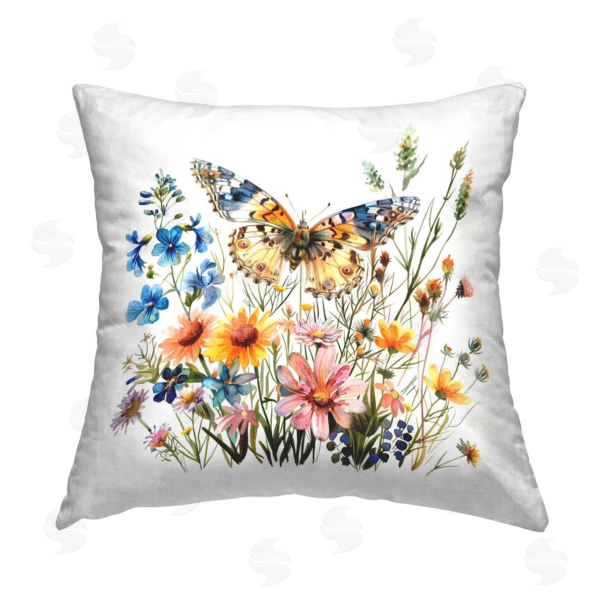 LSR Design Studio Spring Butterfly Garden Printed Plush Polyester Throw Pillow