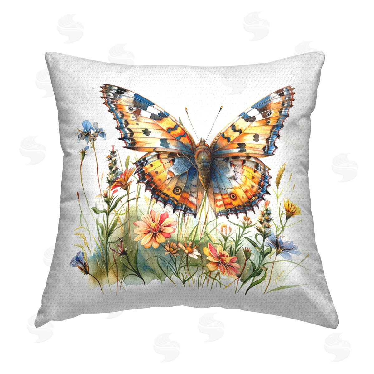 LSR Design Studio Summer Garden & Butterfly Outdoor Quick-Dry Polyester Printed Throw Pillow