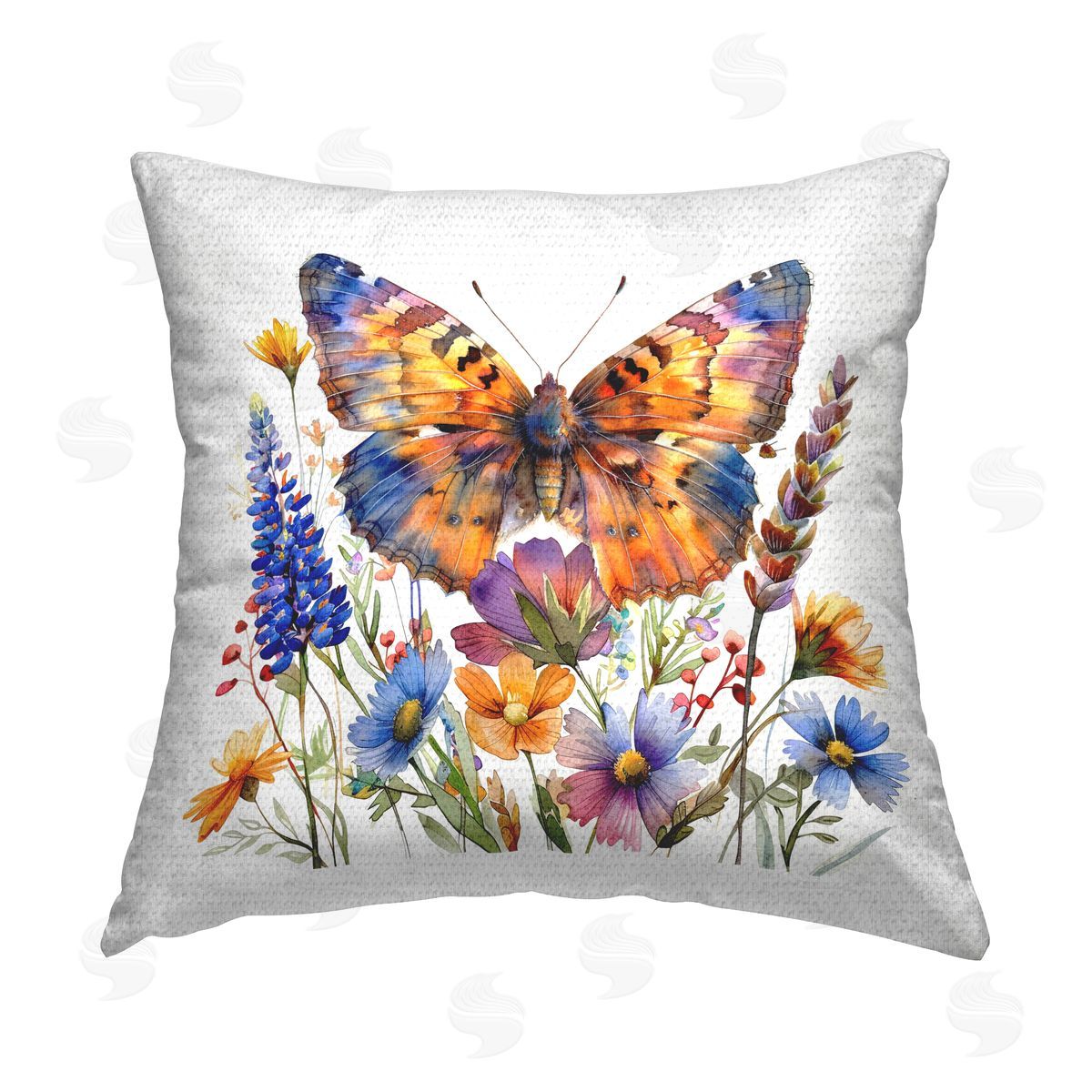 LSR Design Studio Orange & Blue Butterfly Outdoor Quick-Dry Polyester Printed Throw Pillow
