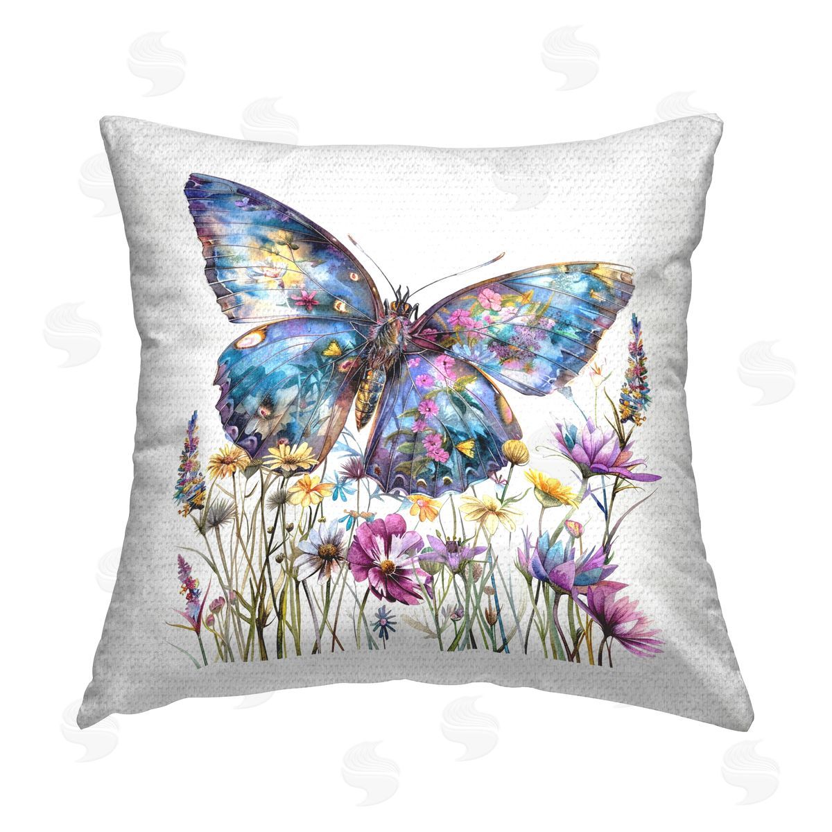 LSR Design Studio Spring Garden Butterfly Outdoor Quick-Dry Polyester Printed Throw Pillow