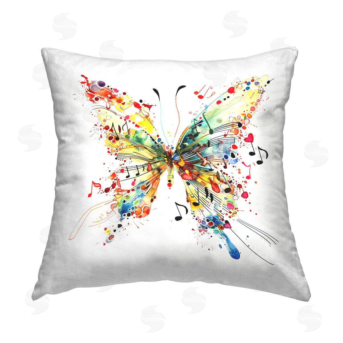 LSR Design Studio Musical Song Butterfly Printed Plush Polyester Throw Pillow