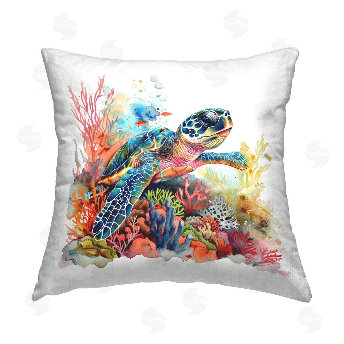 LSR Design Studio Swimming Turtle Undersea Printed Plush Polyester Throw Pillow