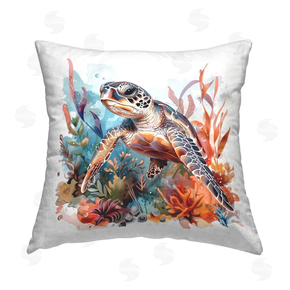 LSR Design Studio Drifting Sea Turtle Printed Plush Polyester Throw Pillow