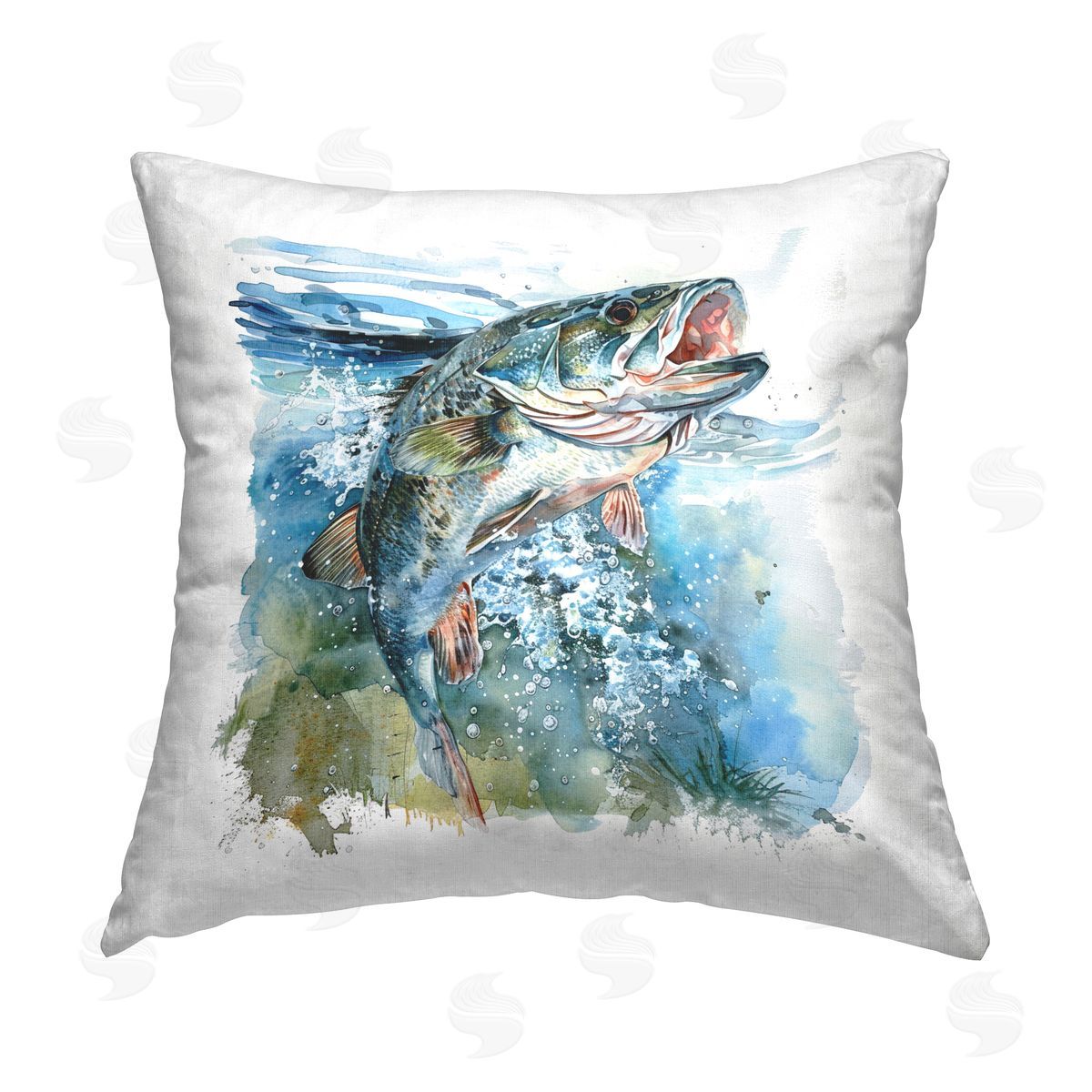LSR Design Studio Water Splashing Fish Printed Plush Polyester Throw Pillow