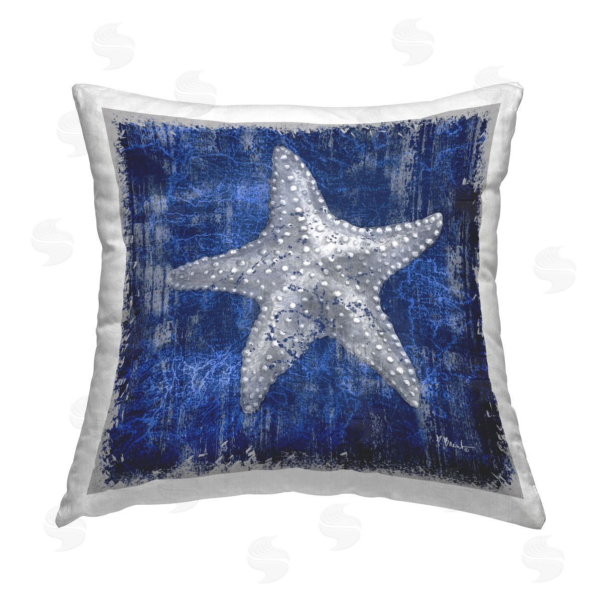 Paul Brent Rustic Indigo Starfish Printed Plush Polyester Throw Pillow