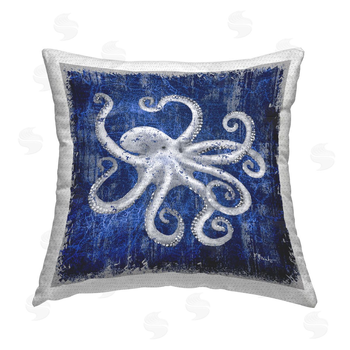 Paul Brent Rustic Indigo Octopus Outdoor Quick-Dry Polyester Printed Throw Pillow