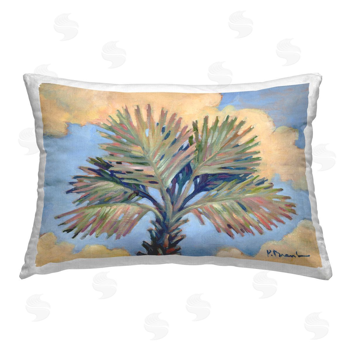 Paul Brent Summer Californian Palm Printed Plush Polyester Throw Pillow