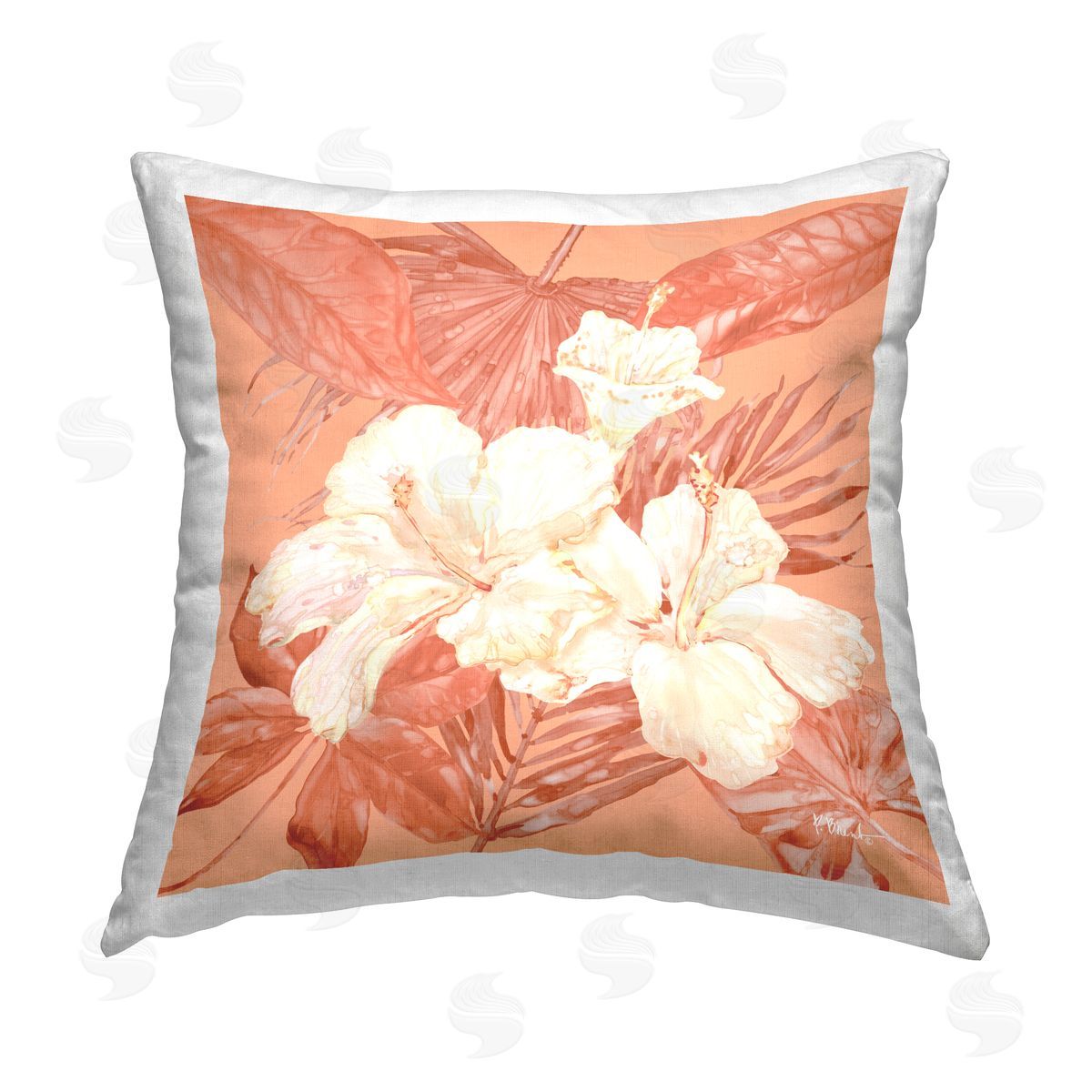 Paul Brent Hibiscus & Palm Bundle Printed Plush Polyester Throw Pillow