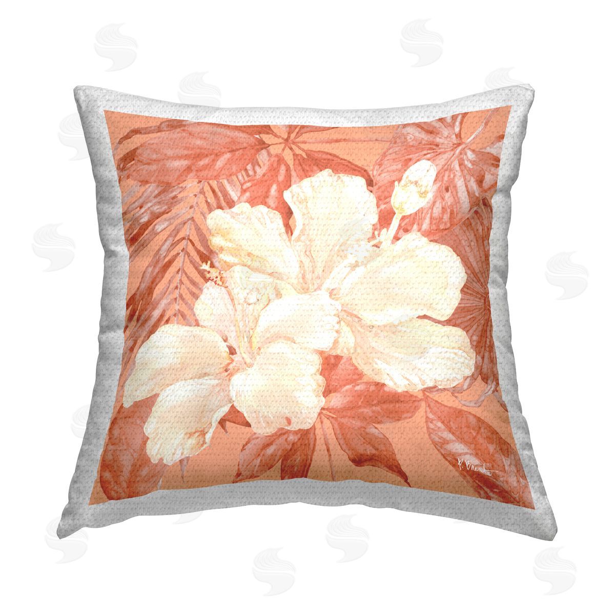 Paul Brent Hibiscus Flower Bunches Outdoor Quick-Dry Polyester Printed Throw Pillow