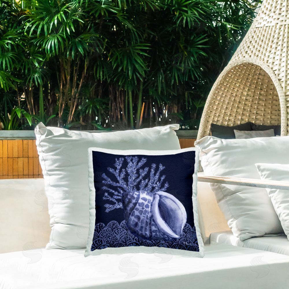 Paul Brent Shadow Shell Patterned Outdoor Quick-Dry Polyester Printed Throw Pillow in Back Yard
