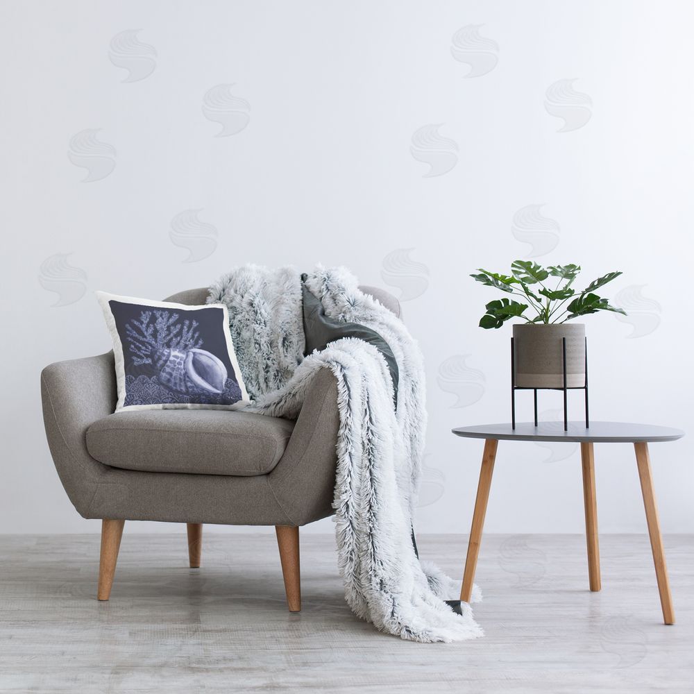 Paul Brent Shadow Shell Patterned Printed Plush Polyester Throw Pillow On Chair