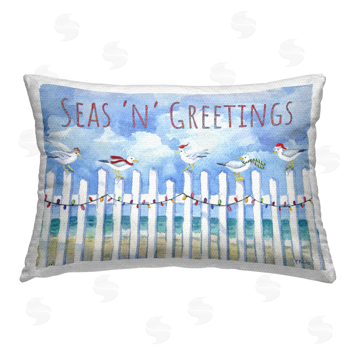 Paul Brent Seas 'n' Greetings Seagulls Outdoor Quick-Dry Polyester Printed Throw Pillow