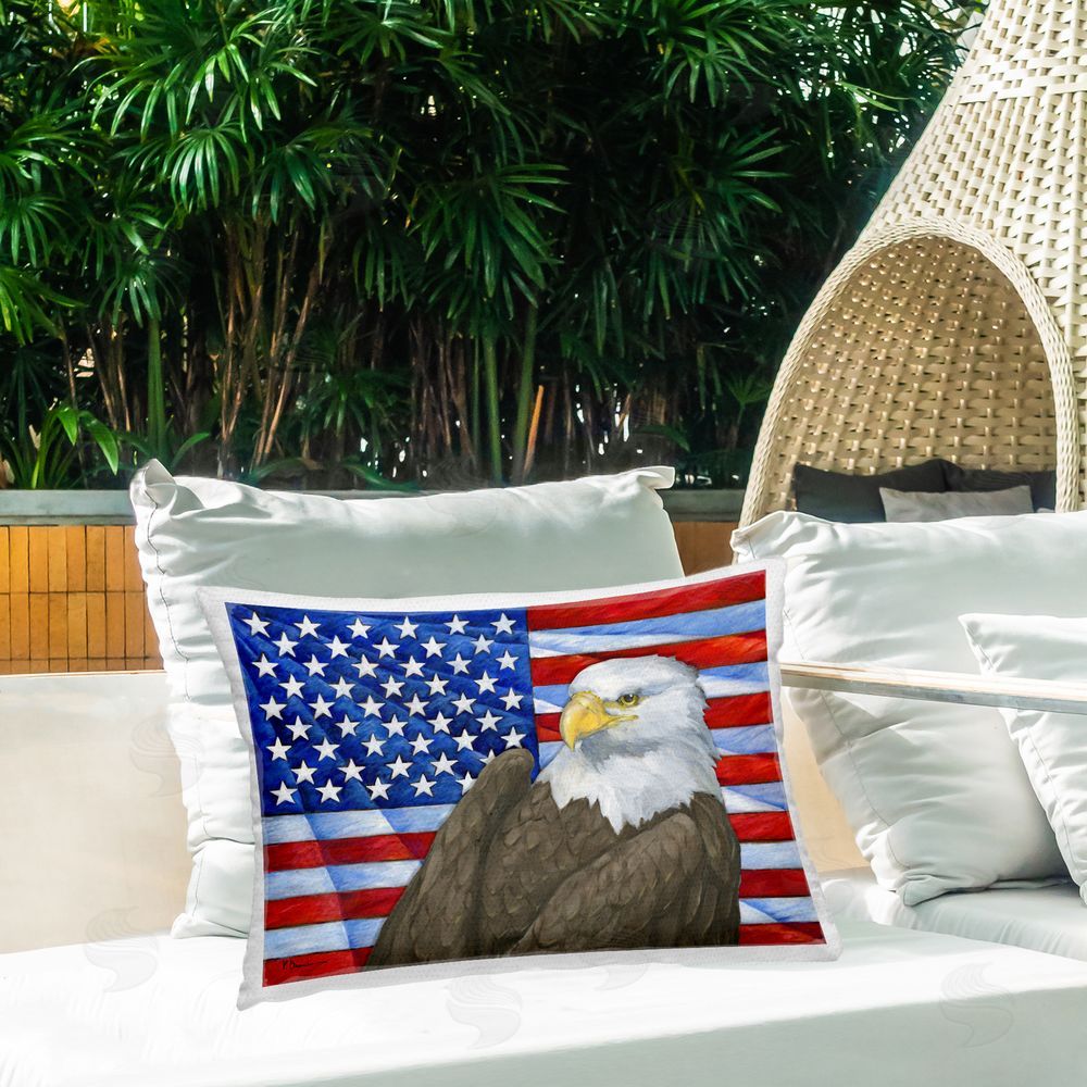 Paul Brent Eagle's View Flag Outdoor Quick-Dry Polyester Printed Throw Pillow in Back Yard
