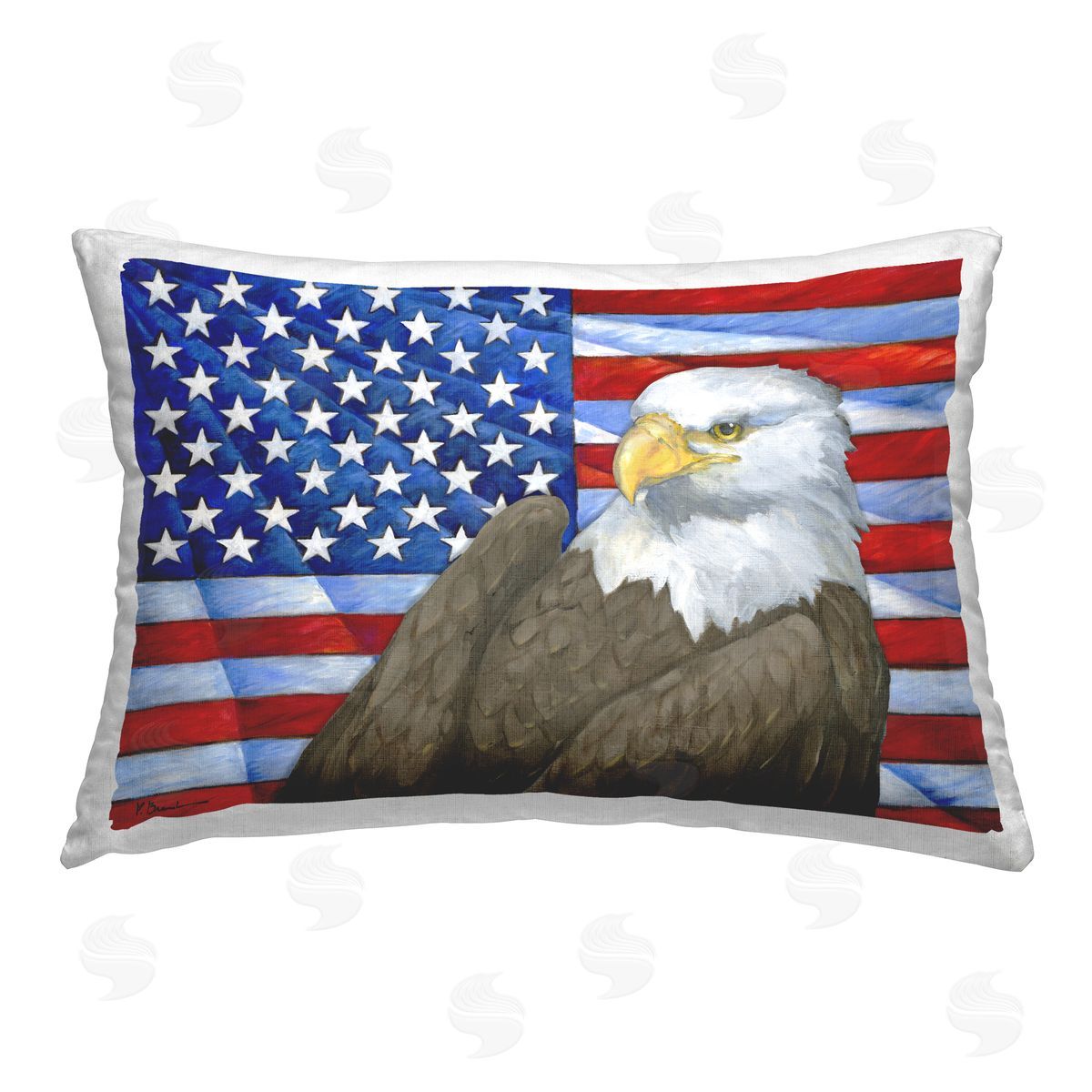 Paul Brent Eagle's View Flag Printed Plush Polyester Throw Pillow
