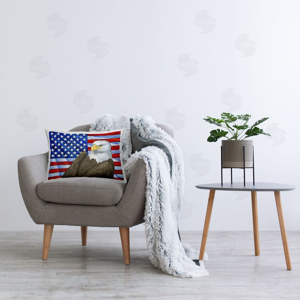 Paul Brent Eagle's View Flag Printed Plush Polyester Throw Pillow On Chair
