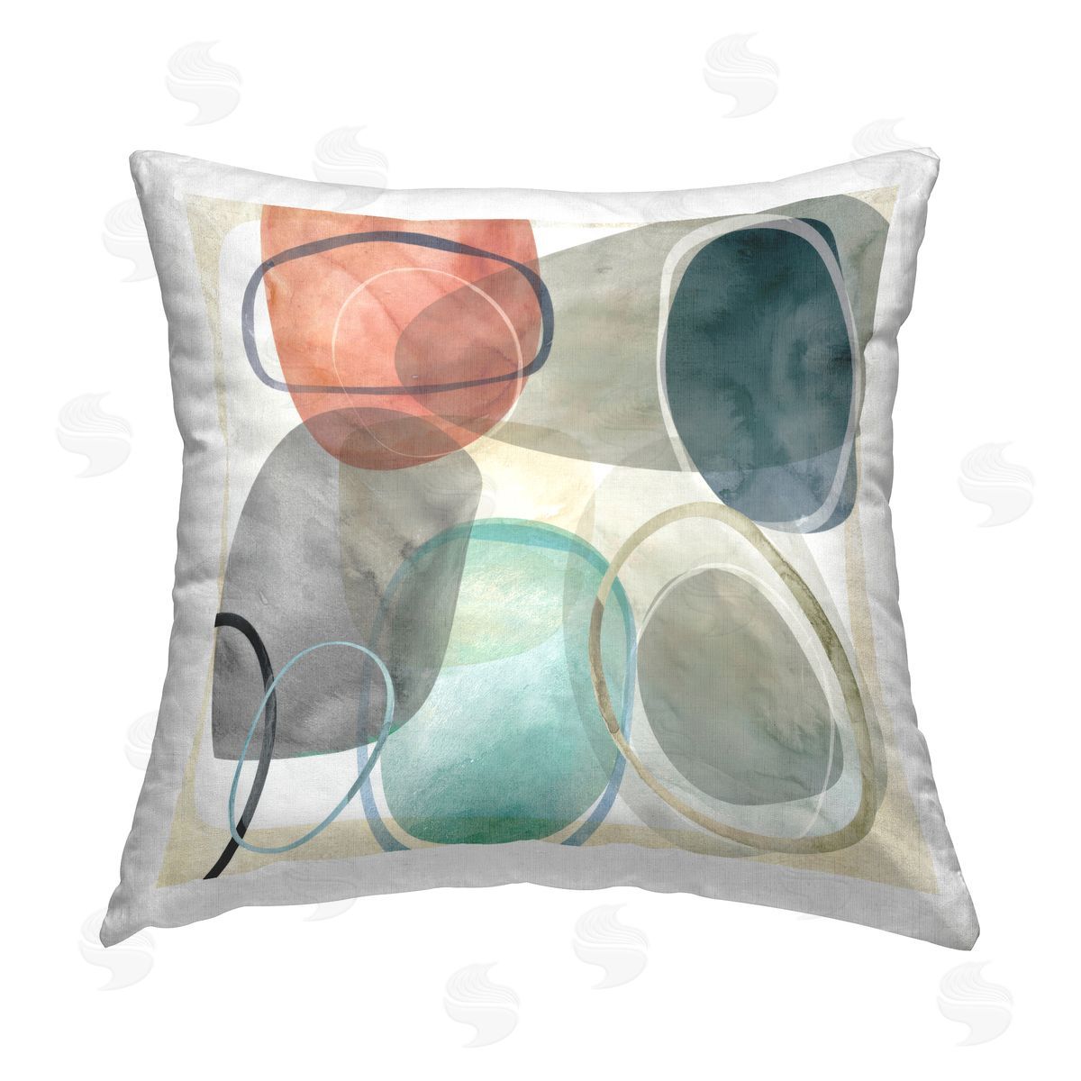 Carol Robinson Neutral Tone Oblique Shapes Printed Plush Polyester Throw Pillow