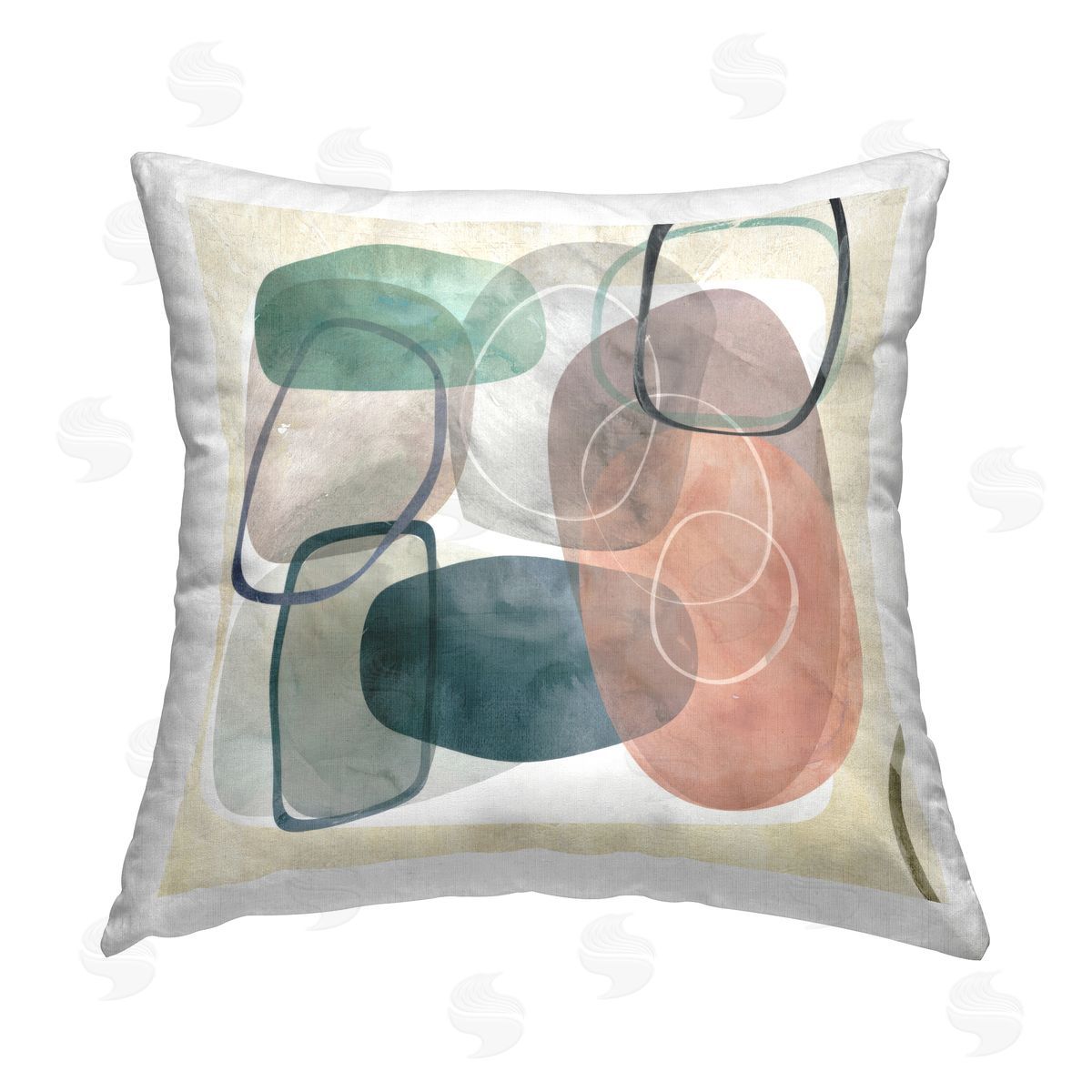 Carol Robinson Oblong Organic Shapes Printed Plush Polyester Throw Pillow