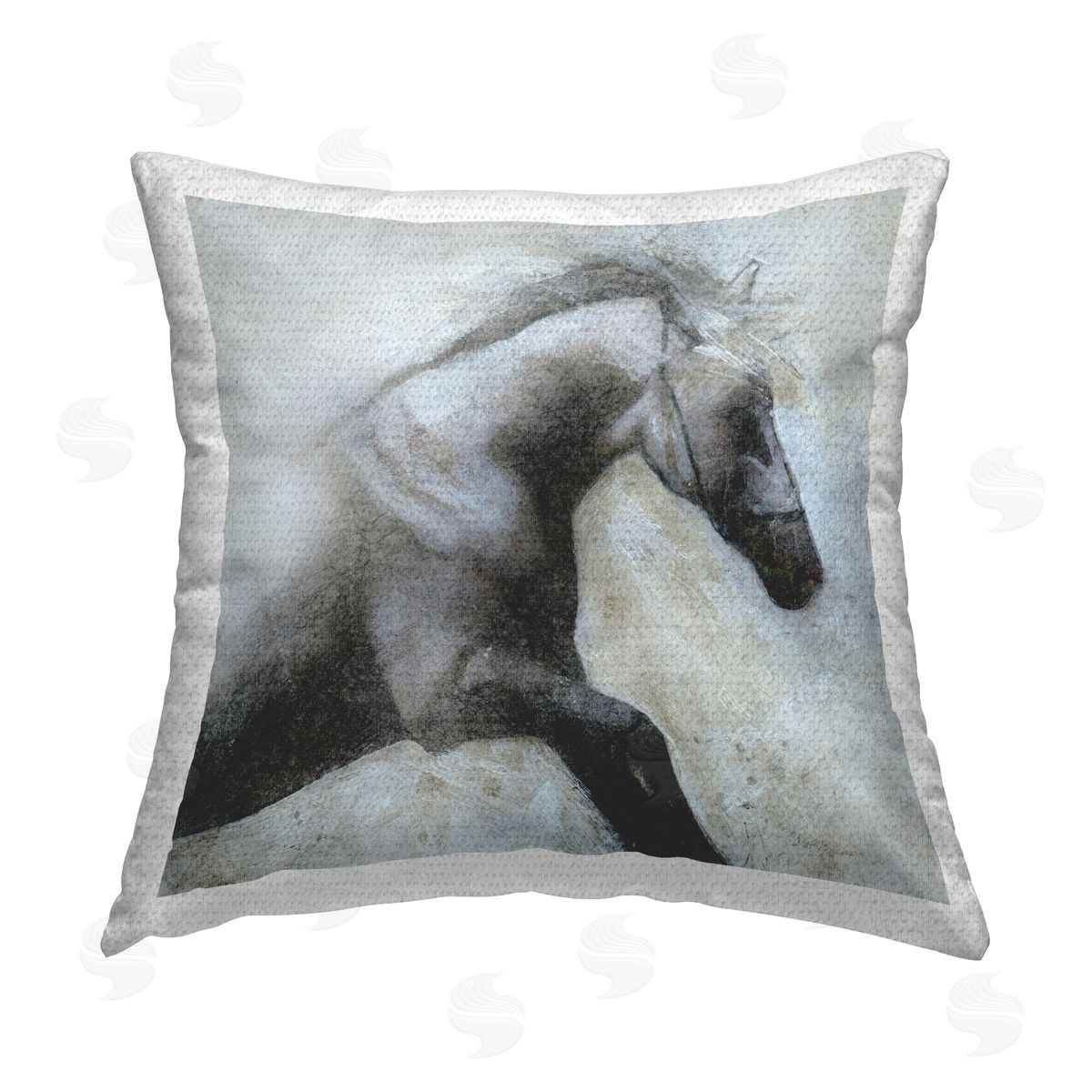 Carol Robinson Misted Shadow Horse Outdoor Quick-Dry Polyester Printed Throw Pillow