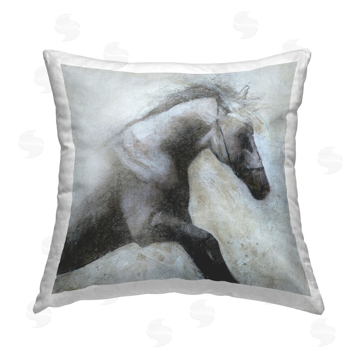 Carol Robinson Misted Shadow Horse Printed Plush Polyester Throw Pillow