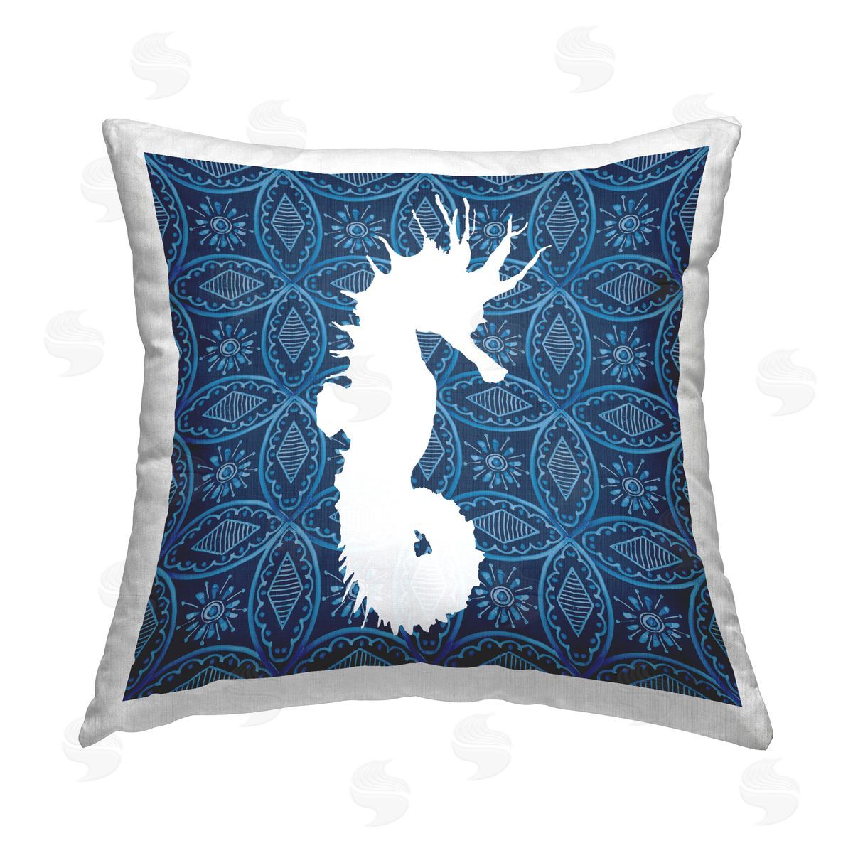 Carol Robinson Sea Patterned Seahorse Printed Plush Polyester Throw Pillow