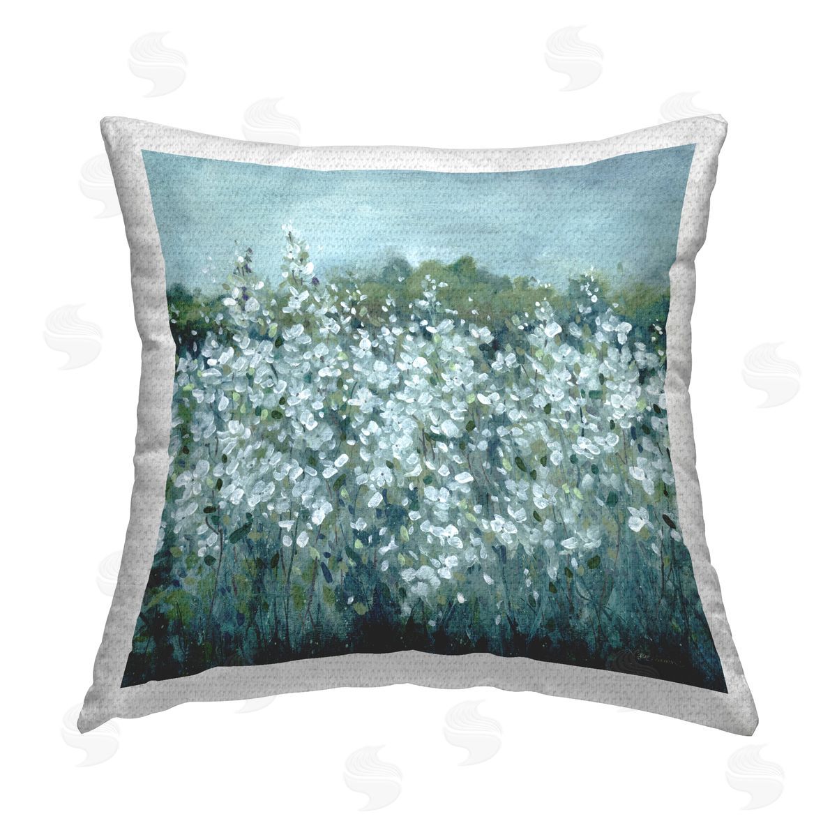 Carol Robinson Flower Fields in Bloom Outdoor Quick-Dry Polyester Printed Throw Pillow