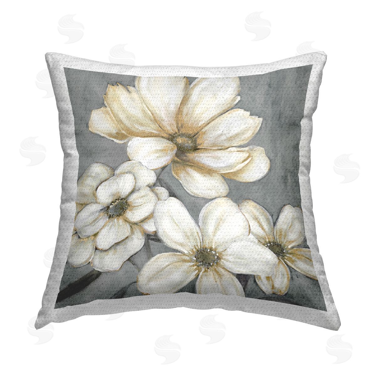Carol Robinson White Garden Glow Buds Outdoor Quick-Dry Polyester Printed Throw Pillow