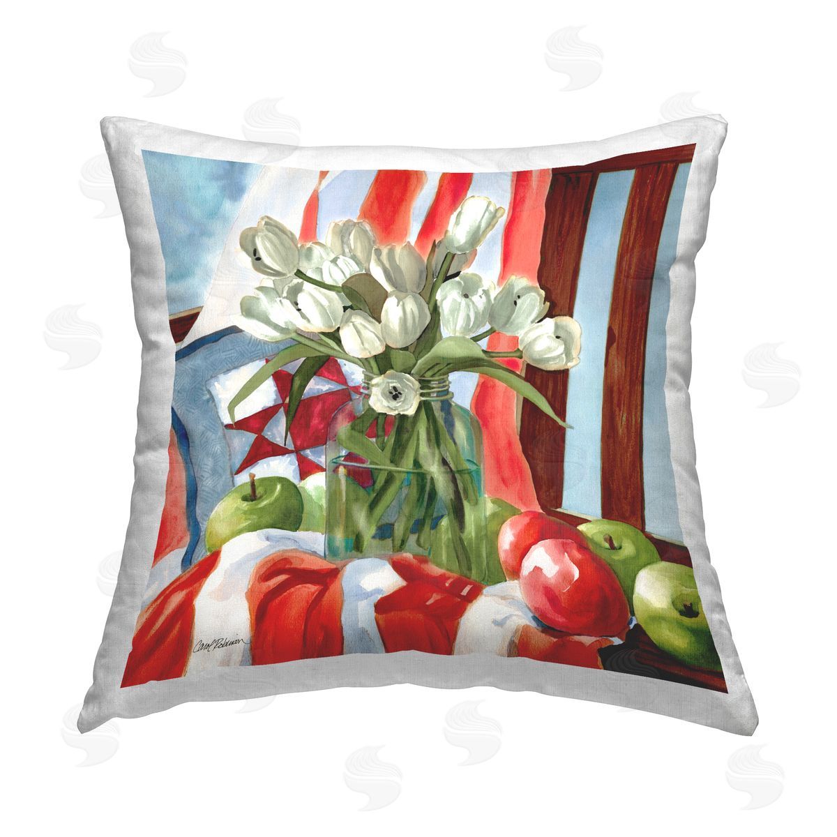 Carol Robinson Celebratory July Tulips Printed Plush Polyester Throw Pillow