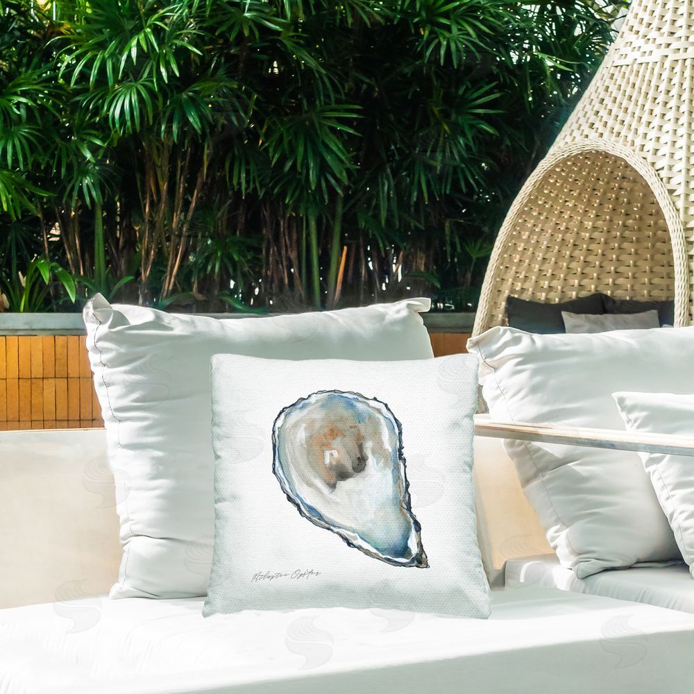 Carol Robinson Minimal Atlantic Oyster Outdoor Quick-Dry Polyester Printed Throw Pillow in Back Yard