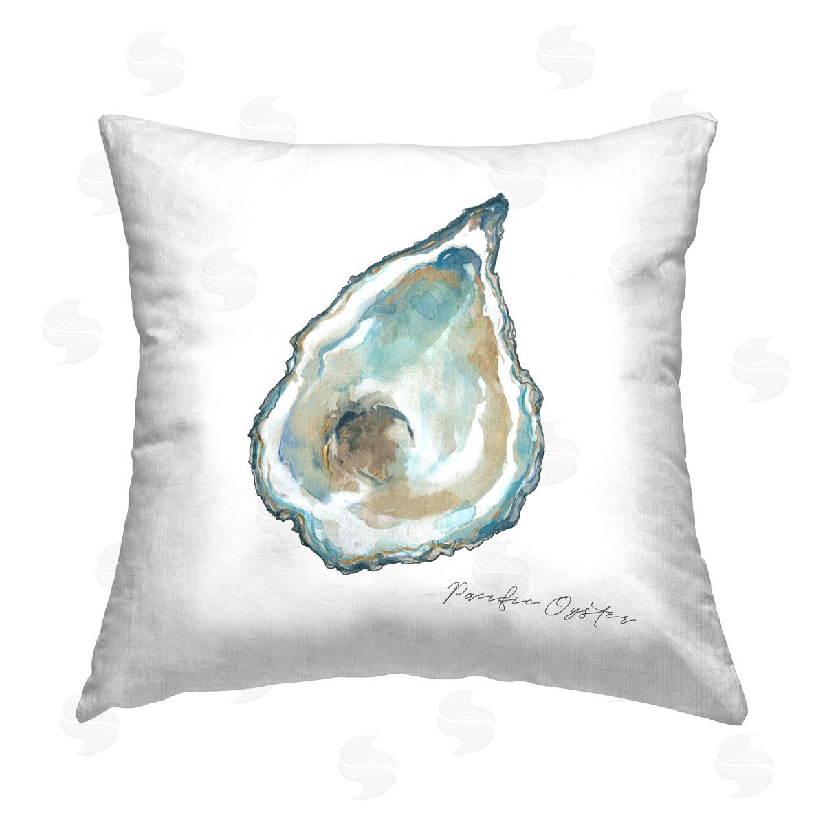 Carol Robinson Pacific Oyster on White Printed Plush Polyester Throw Pillow