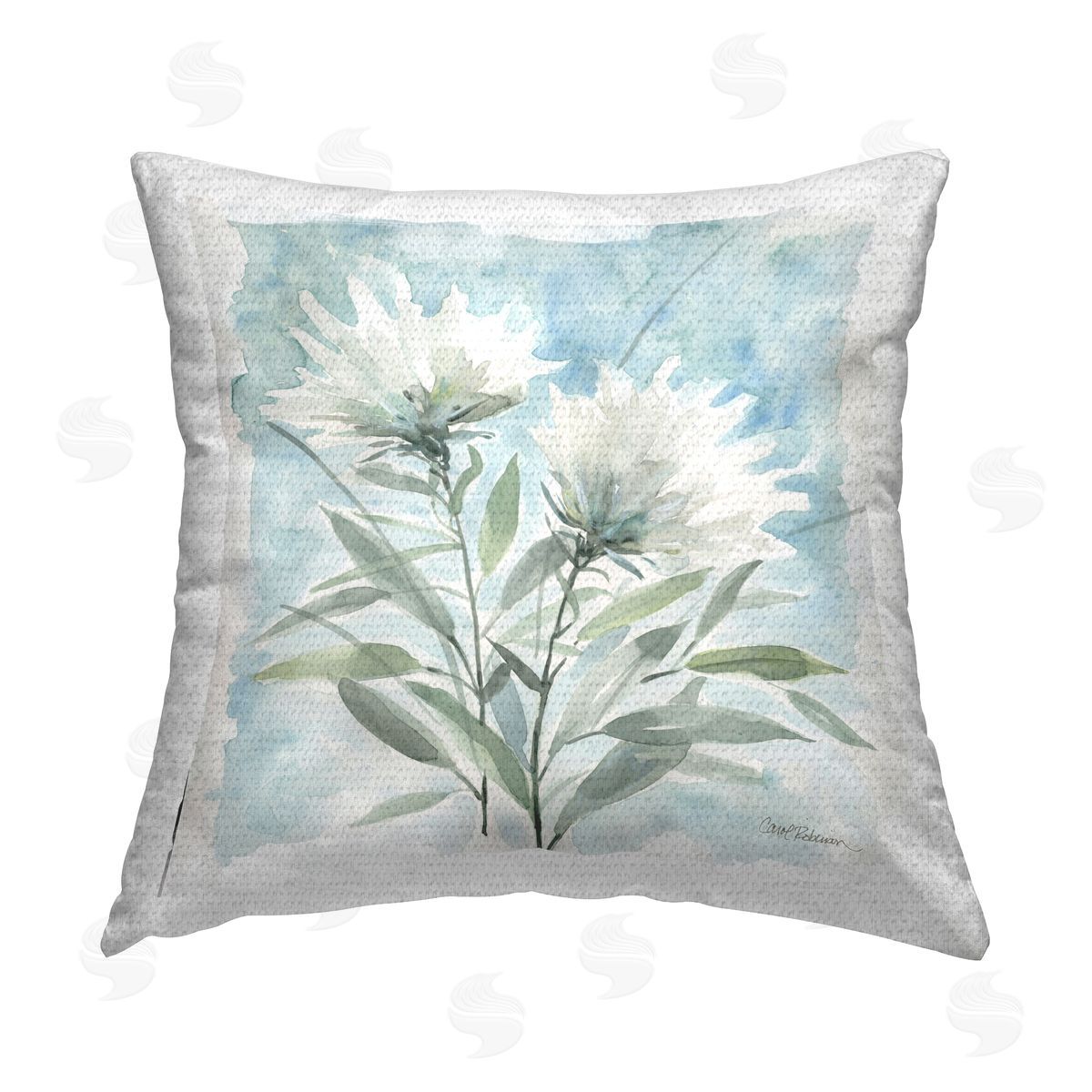 Carol Robinson Wild White Thistle Bloom Outdoor Quick-Dry Polyester Printed Throw Pillow