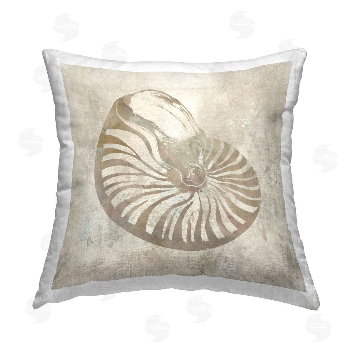 Carol Robinson Nautilus Seashell Illusion Printed Plush Polyester Throw Pillow
