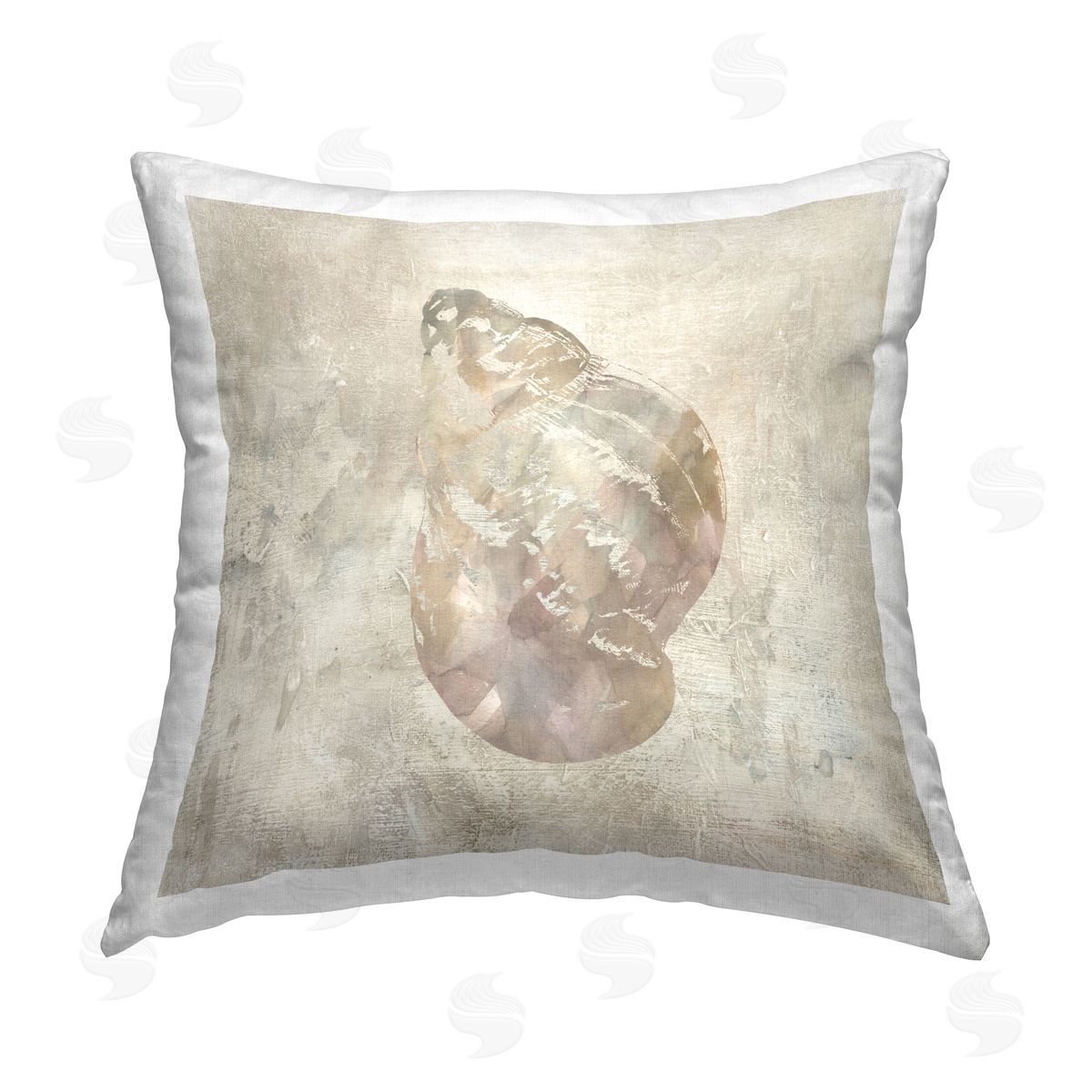 Carol Robinson Faded Seashell Illusion Printed Plush Polyester Throw Pillow