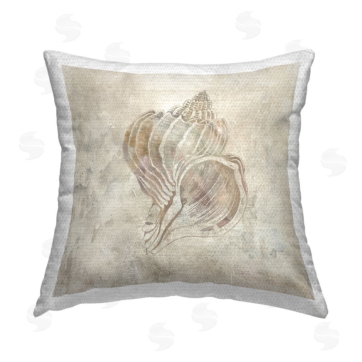 Carol Robinson Beige Seashell Illusion Outdoor Quick-Dry Polyester Printed Throw Pillow