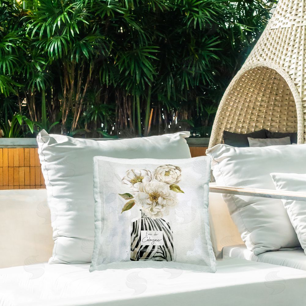 Carol Robinson Feminine Perfume Bouquet Outdoor Quick-Dry Polyester Printed Throw Pillow in Back Yard