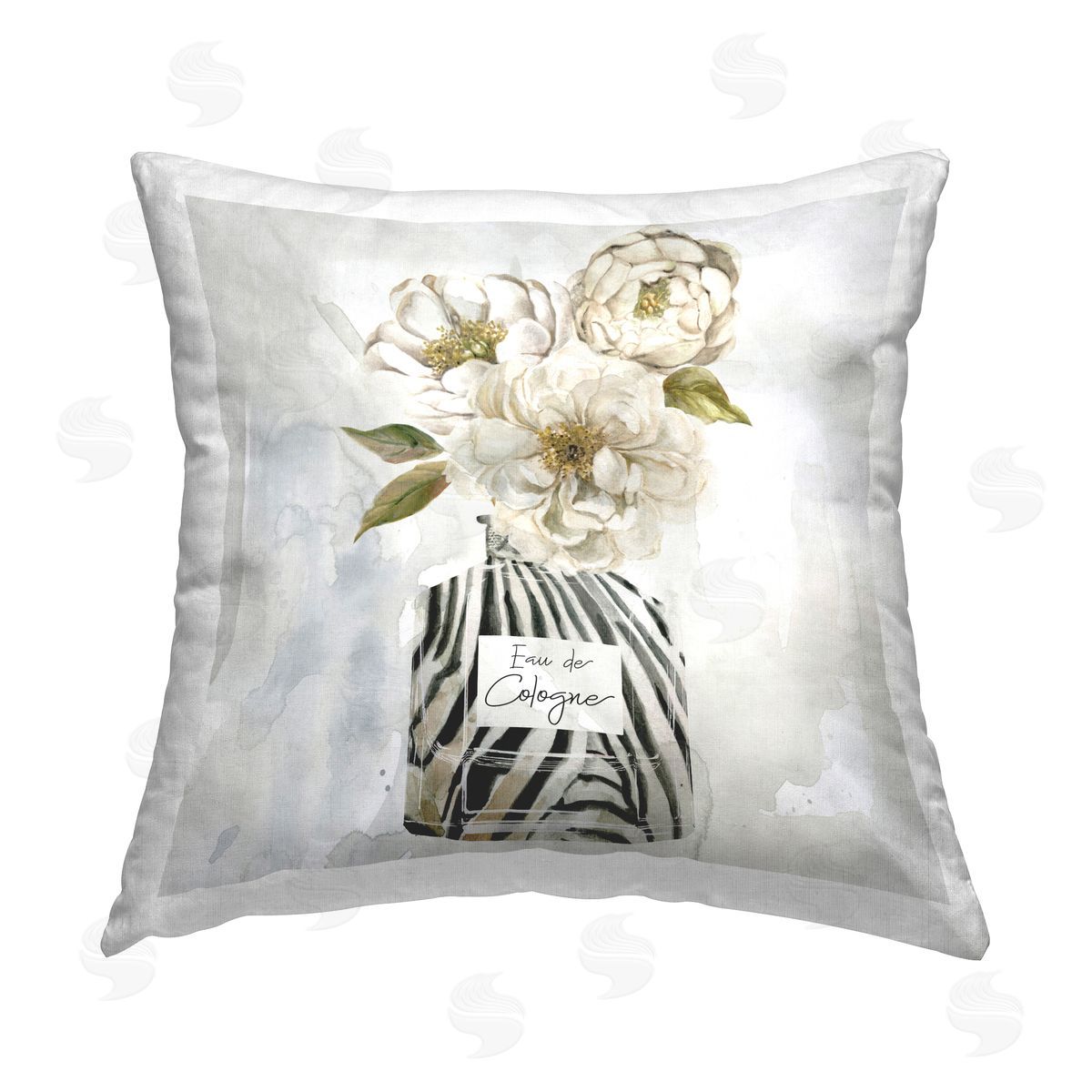 Carol Robinson Feminine Perfume Bouquet Printed Plush Polyester Throw Pillow