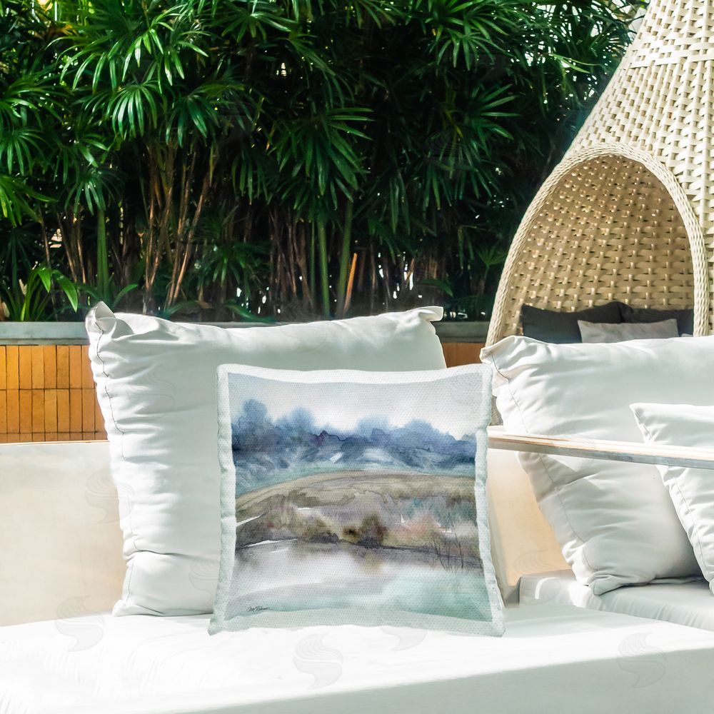 Carol Robinson River's Ebb and Flow Outdoor Quick-Dry Polyester Printed Throw Pillow in Back Yard
