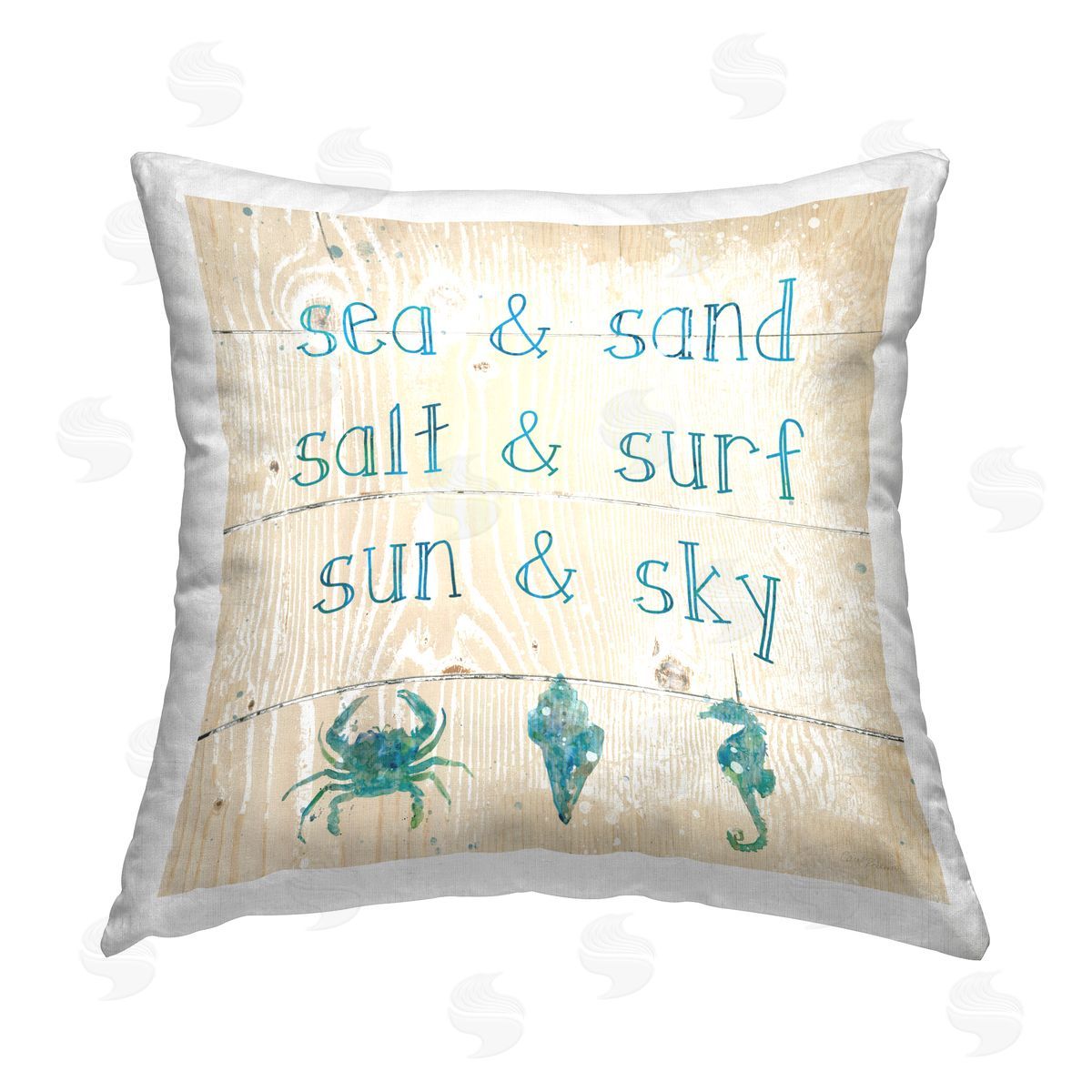 Carol Robinson Sand Surf Sky Phrase Printed Plush Polyester Throw Pillow