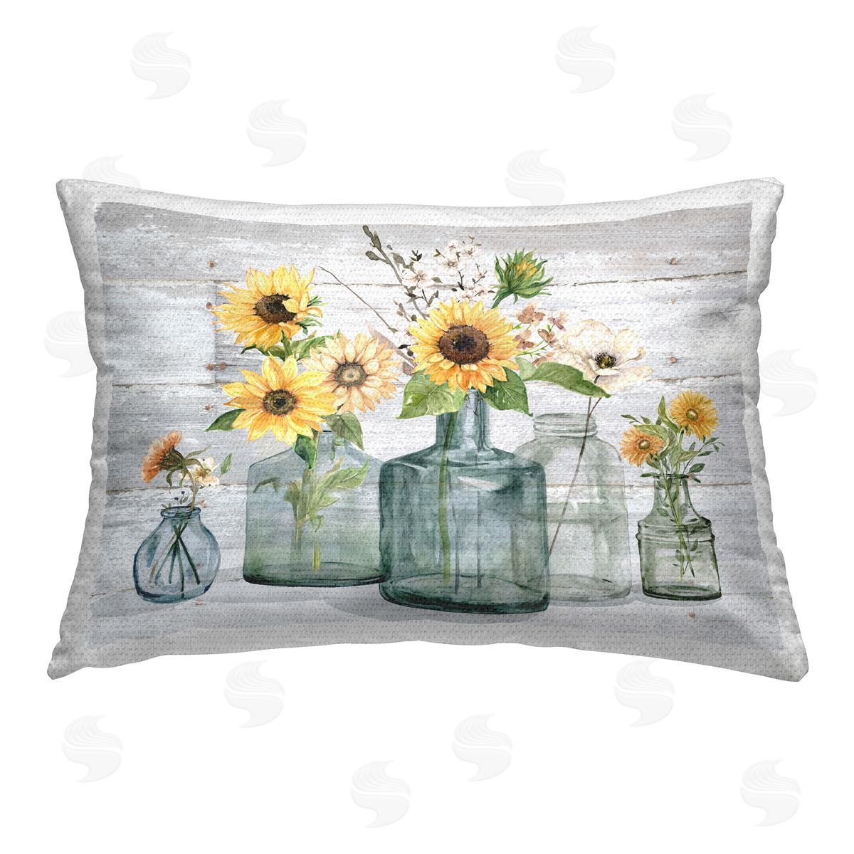 Carol Robinson Rustic Sunflower Extravaganza Outdoor Quick-Dry Polyester Printed Throw Pillow